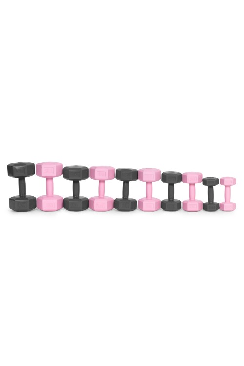 Hantle sześciokątne zestaw 2x3 kg ciężarki do ćwiczeń obciążniki fitness różowe MOVEPRO