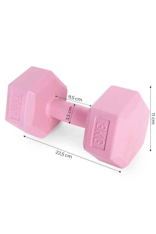 Hantle sześciokątne zestaw 2x3 kg ciężarki do ćwiczeń obciążniki fitness różowe MOVEPRO