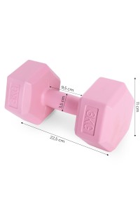 Hantle sześciokątne zestaw 2x3 kg ciężarki do ćwiczeń obciążniki fitness różowe MOVEPRO