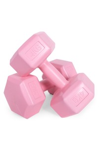 Hantle sześciokątne zestaw 2x4 kg ciężarki do ćwiczeń obciążniki fitness różowe MOVEPRO