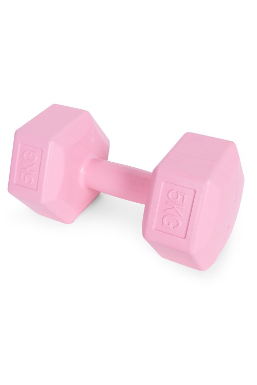 Hantle sześciokątne zestaw 2x5 kg ciężarki do ćwiczeń obciążniki fitness różowe MOVEPRO
