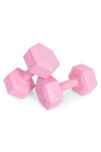 Hantle sześciokątne zestaw 2x5 kg ciężarki do ćwiczeń obciążniki fitness różowe MOVEPRO