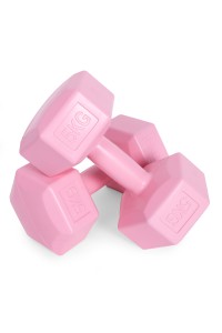 Hantle sześciokątne zestaw 2x5 kg ciężarki do ćwiczeń obciążniki fitness różowe MOVEPRO