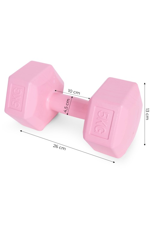 Hantle sześciokątne zestaw 2x5 kg ciężarki do ćwiczeń obciążniki fitness różowe MOVEPRO