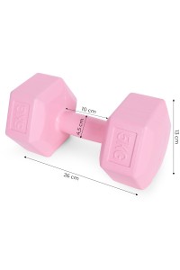 Hantle sześciokątne zestaw 2x5 kg ciężarki do ćwiczeń obciążniki fitness różowe MOVEPRO