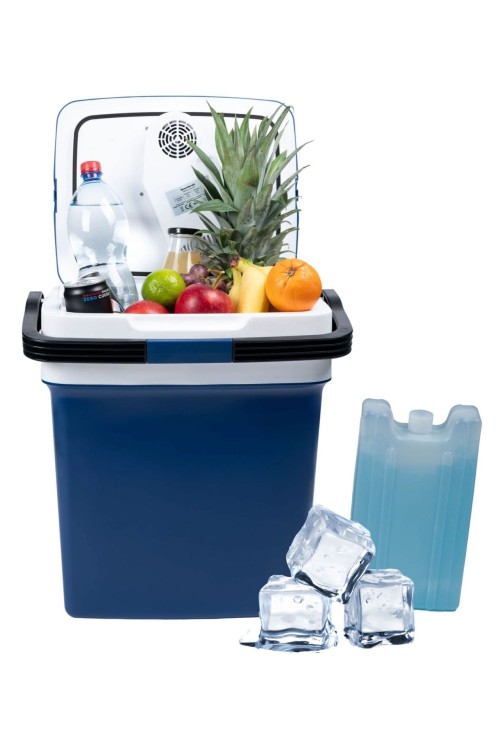 Lodówka turystyczna przenośna samochodowa 29L 220-240V DC12V funkcja grzania wkład gratis niebieska