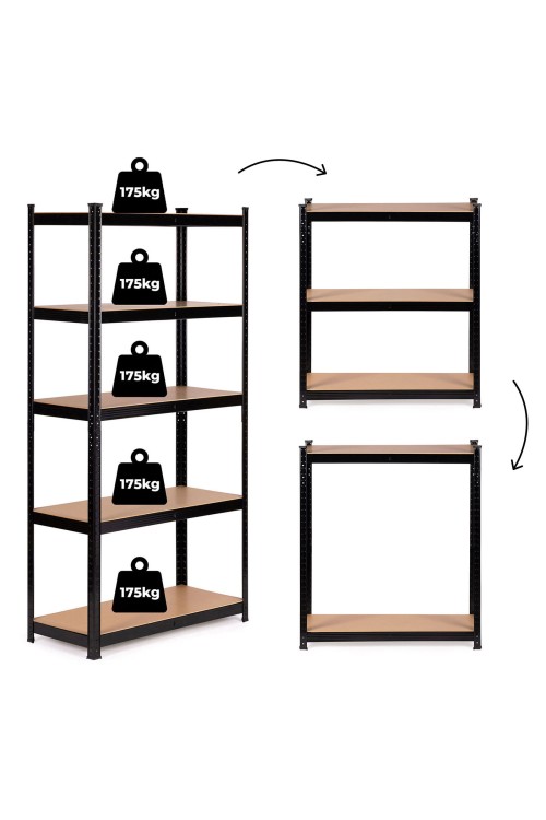 Regał metalowy magazynowy 180x90x40 cm do garażu piwnicy 5 półek 875 kg ModernHome