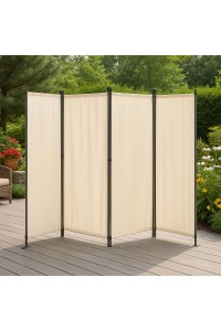 Składany parawan ogrodowy pokojowy 4-panelowy 167x216 cm beżowy MultiGarden