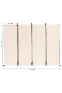 Składany parawan ogrodowy pokojowy 4-panelowy 167x216 cm beżowy MultiGarden