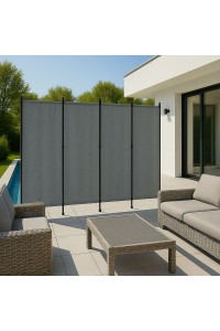 Składany parawan ogrodowy pokojowy 4-panelowy 167x216 cm szary MultiGarden