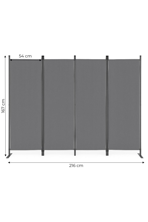 Składany parawan ogrodowy pokojowy 4-panelowy 167x216 cm szary MultiGarden