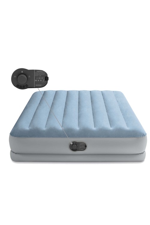 Duży materac dmuchany dwuosobowy 203x152x36 cm z wbudowaną pompką elektryczną łóżko INTEX 64159