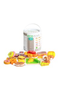 Drewniane jedzenie do krojenia 23 sztuki ECOTOYS