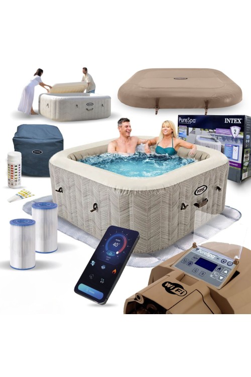 Nadmuchiwane SPA kwadratowe basen z hydromasażem 4 os. 175x71 cm akcesoria premium INTEX 28446