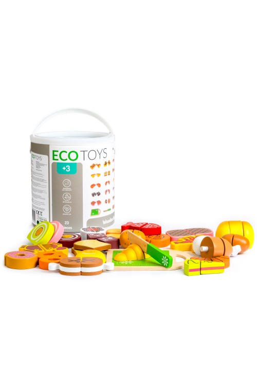 Drewniane jedzenie do krojenia 23 sztuki ECOTOYS
