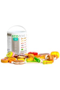 Drewniane jedzenie do krojenia 23 sztuki ECOTOYS