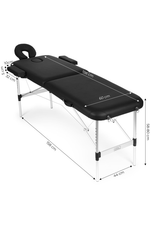 Aluminiowy stół do masażu i rehabilitacji 2-segmentowy składany w walizkę + torba ModernHome