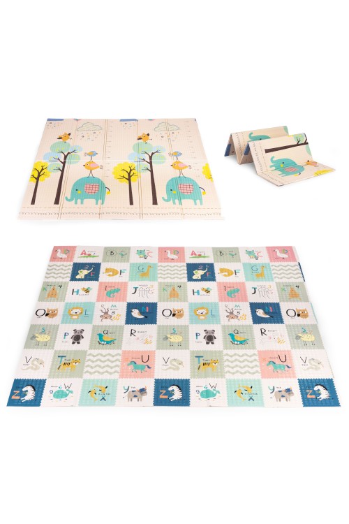 Mata piankowa dla dzieci 200x180 cm edukacyjna dwustronna składana miarka wzrostu alfabet ECOTOYS