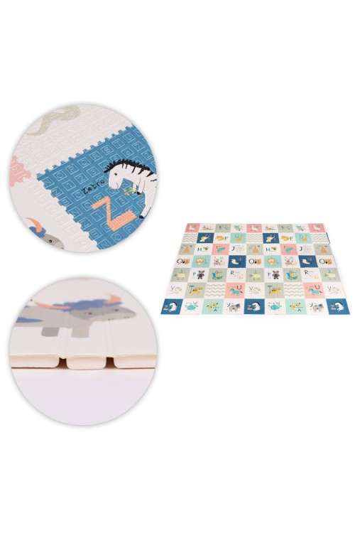 Mata piankowa dla dzieci 200x180 cm edukacyjna dwustronna składana miarka wzrostu alfabet ECOTOYS