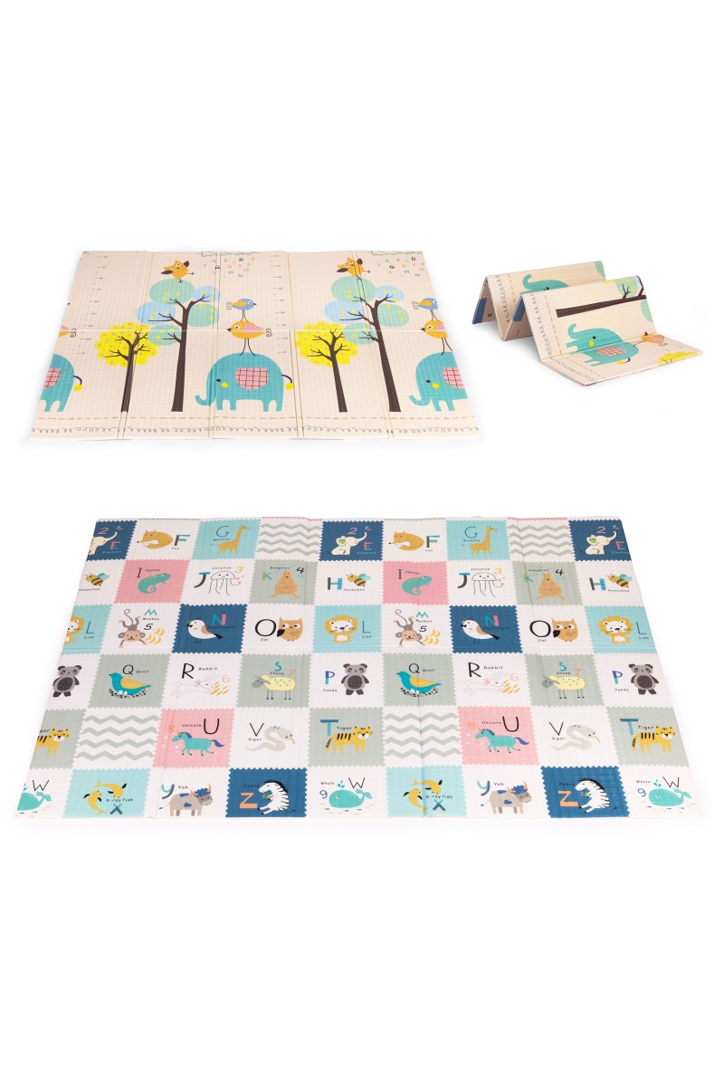 Mata piankowa dla dzieci 200x150 cm edukacyjna dwustronna składana miarka wzrostu alfabet ECOTOYS