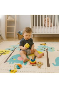 Mata piankowa dla dzieci 200x150 cm edukacyjna dwustronna składana miarka wzrostu alfabet ECOTOYS