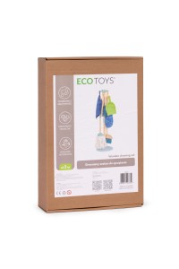 Drewniany zestaw do sprzątania dla dzieci mop zmiotka z szufelką 7 elementów ECOTOYS