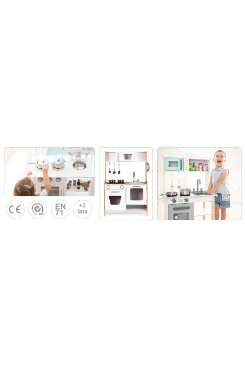 Drewniana kuchnia dla dzieci ze światłem i dźwiękiem ECOTOYS