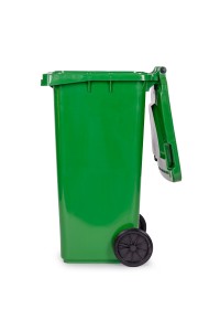 Zestaw 3 koszy na śmieci pojemniki 3x120L niebieski zielony żółty makulatura szkło plastik gumowe koła