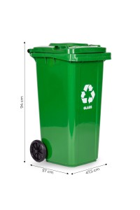 Zestaw 3 koszy na śmieci pojemniki 3x120L niebieski zielony żółty makulatura szkło plastik gumowe koła