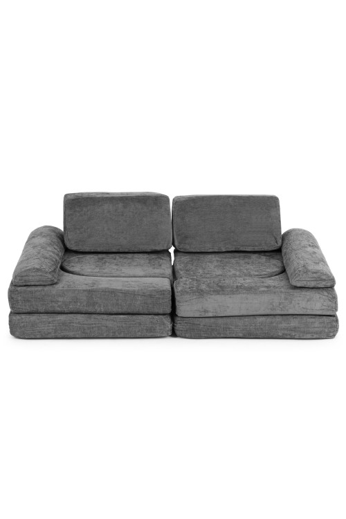 Sofa składana modułowa dla dzieci duża 2-osobowa DIY 10 miękkich poduch tkanina szenilowa - szara ECOTOYS