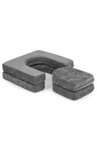 Sofa składana modułowa dla dzieci duża 2-osobowa DIY 10 miękkich poduch tkanina szenilowa - szara ECOTOYS