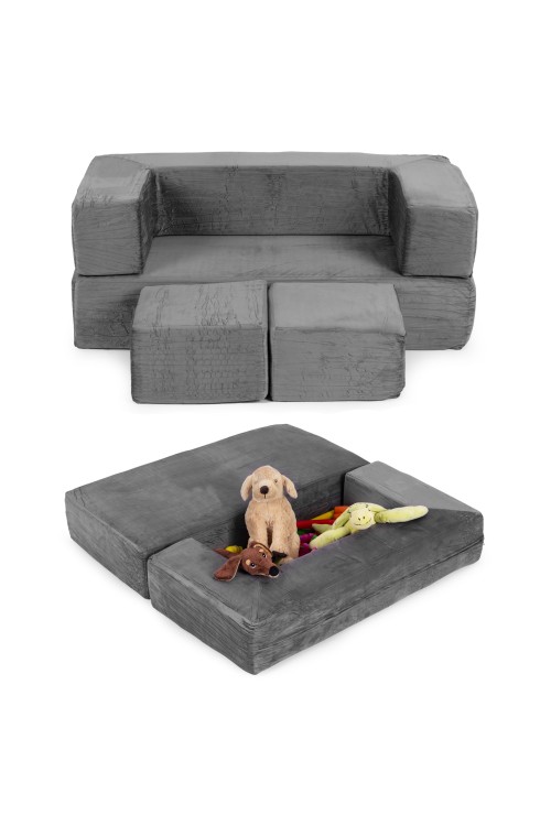 Sofa modułowa składana dla dzieci DIY 4 miękkie poduchy - szara ECOTOYS