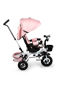 Rowerek trójkołowy obrotowy 360° Różowy Delux z daszkiem ECOTOYS