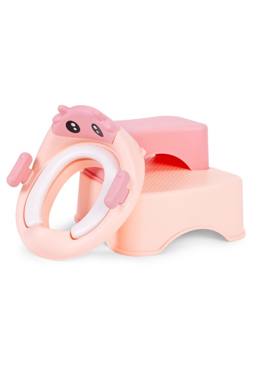 Nakładka na toaletę ze schodkami podestem dla dzieci różowa ECOTOYS