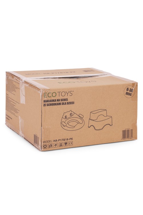 Nakładka na toaletę ze schodkami podestem dla dzieci różowa ECOTOYS