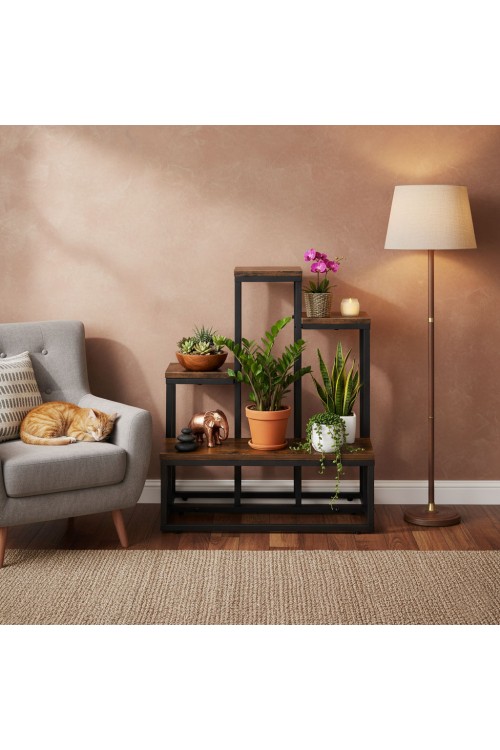 Kwietnik stojący stojak na kwiaty ozdoby 4 półki loft ModernHome