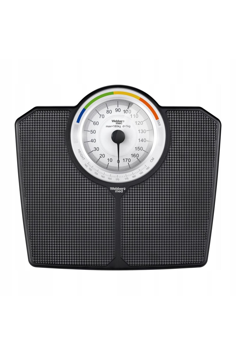 Klasyczna waga łazienkowa mechaniczna analogowa do 180 kg czarna WEBBER BMI