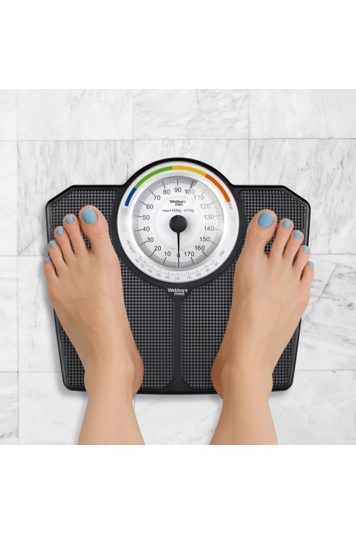 Klasyczna waga łazienkowa mechaniczna analogowa do 180 kg czarna WEBBER BMI
