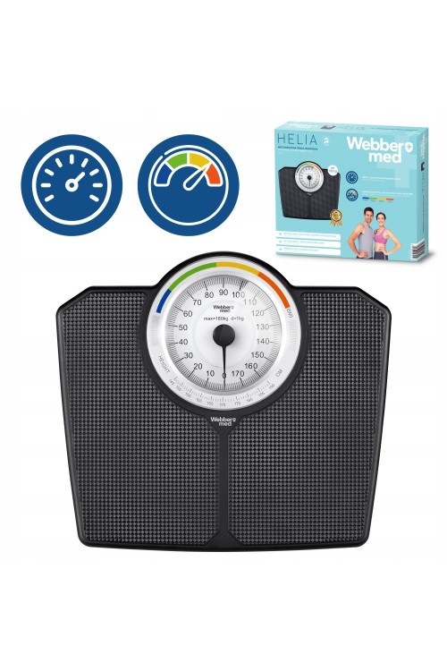 Klasyczna waga łazienkowa mechaniczna analogowa do 180 kg czarna WEBBER BMI