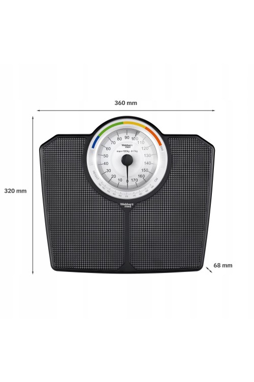 Klasyczna waga łazienkowa mechaniczna analogowa do 180 kg czarna WEBBER BMI