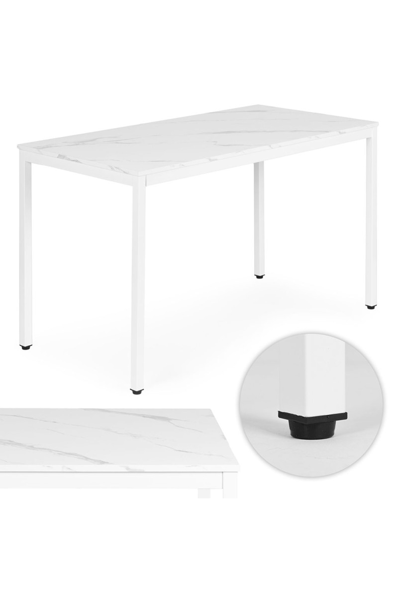 Stół do kuchni jadalni dla 4-5 osób biurko komputerowe 120x60 cm biały marmur ModernHome