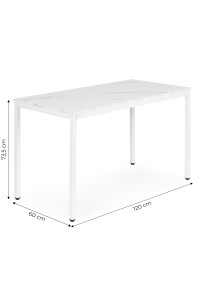 Stół do kuchni jadalni dla 4-5 osób biurko komputerowe 120x60 cm biały marmur ModernHome