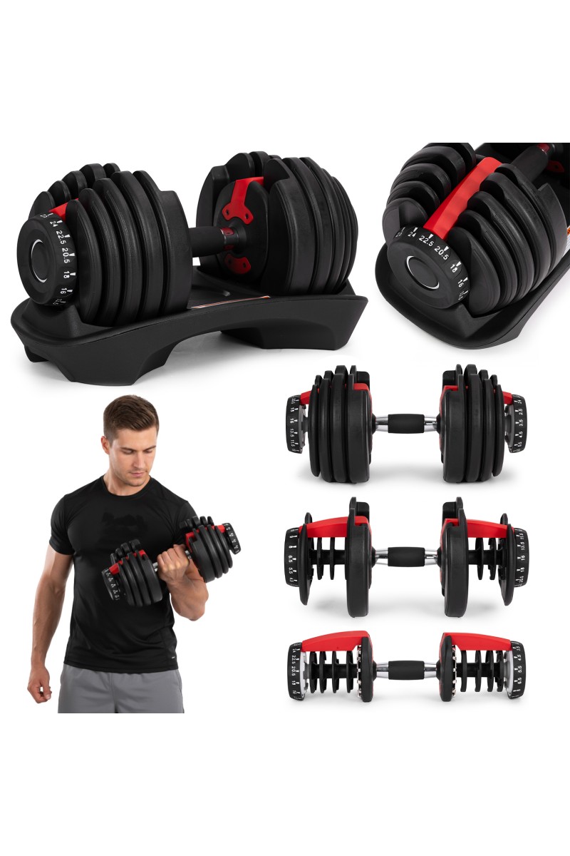 Hantel regulowany żeliwny z podstawką obciążenie 2,5-24 kg MOVEPRO