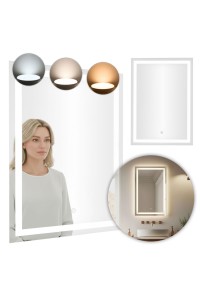 Lustro łazienkowe LED ścienne 50x70 cm 3 barwy włącznik dotykowy ModernHome