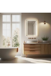 Lustro łazienkowe LED ścienne 50x70 cm 3 barwy włącznik dotykowy ModernHome