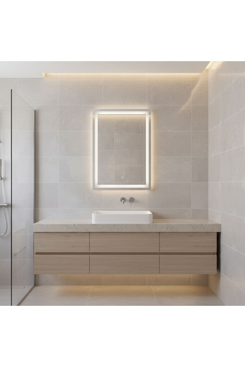 Lustro łazienkowe LED ścienne 50x70 cm 3 barwy włącznik dotykowy ModernHome