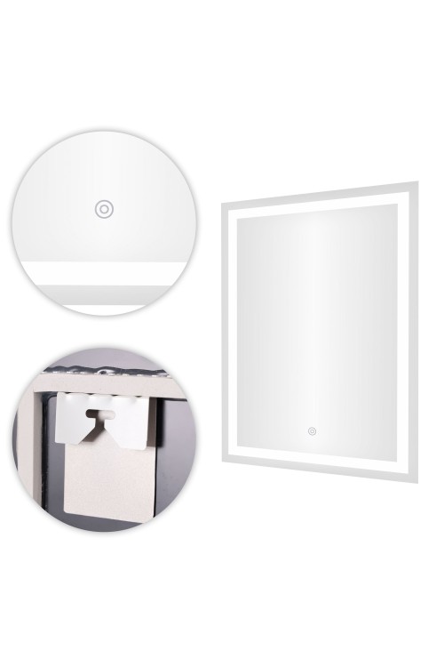 Lustro łazienkowe LED ścienne 50x70 cm 3 barwy włącznik dotykowy ModernHome