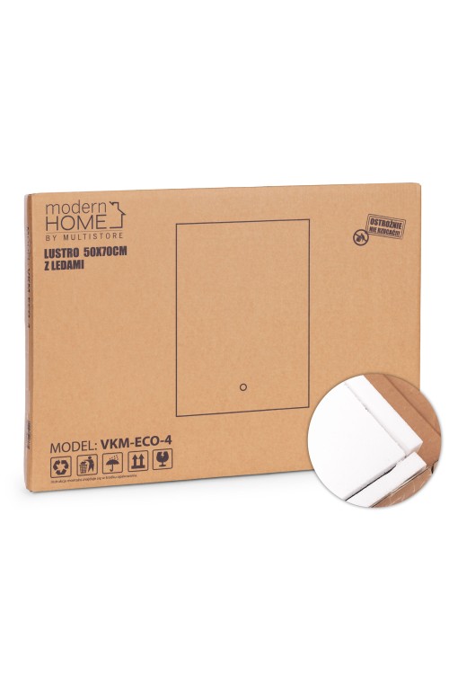 Lustro łazienkowe LED ścienne 50x70 cm 3 barwy włącznik dotykowy ModernHome