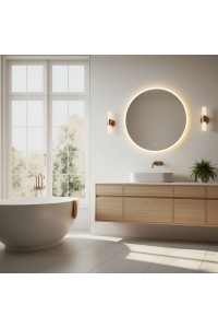 Lustro łazienkowe LED okrągłe ścienne 80 cm 3 barwy włącznik dotykowy ModernHome