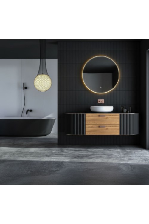Lustro łazienkowe LED okrągłe ścienne 80 cm 3 barwy włącznik dotykowy ModernHome